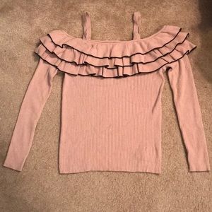 Forever 21 Plus Blush/Black Ruffle Sweater - Sz 1X